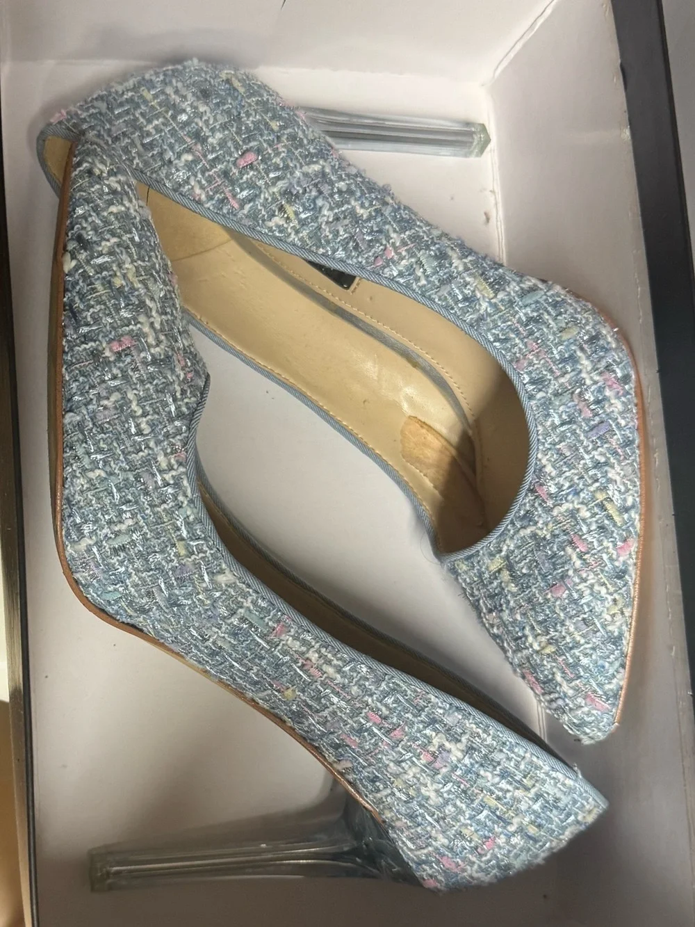 Nine West Light Blue Tweed Pointed Toe Flats